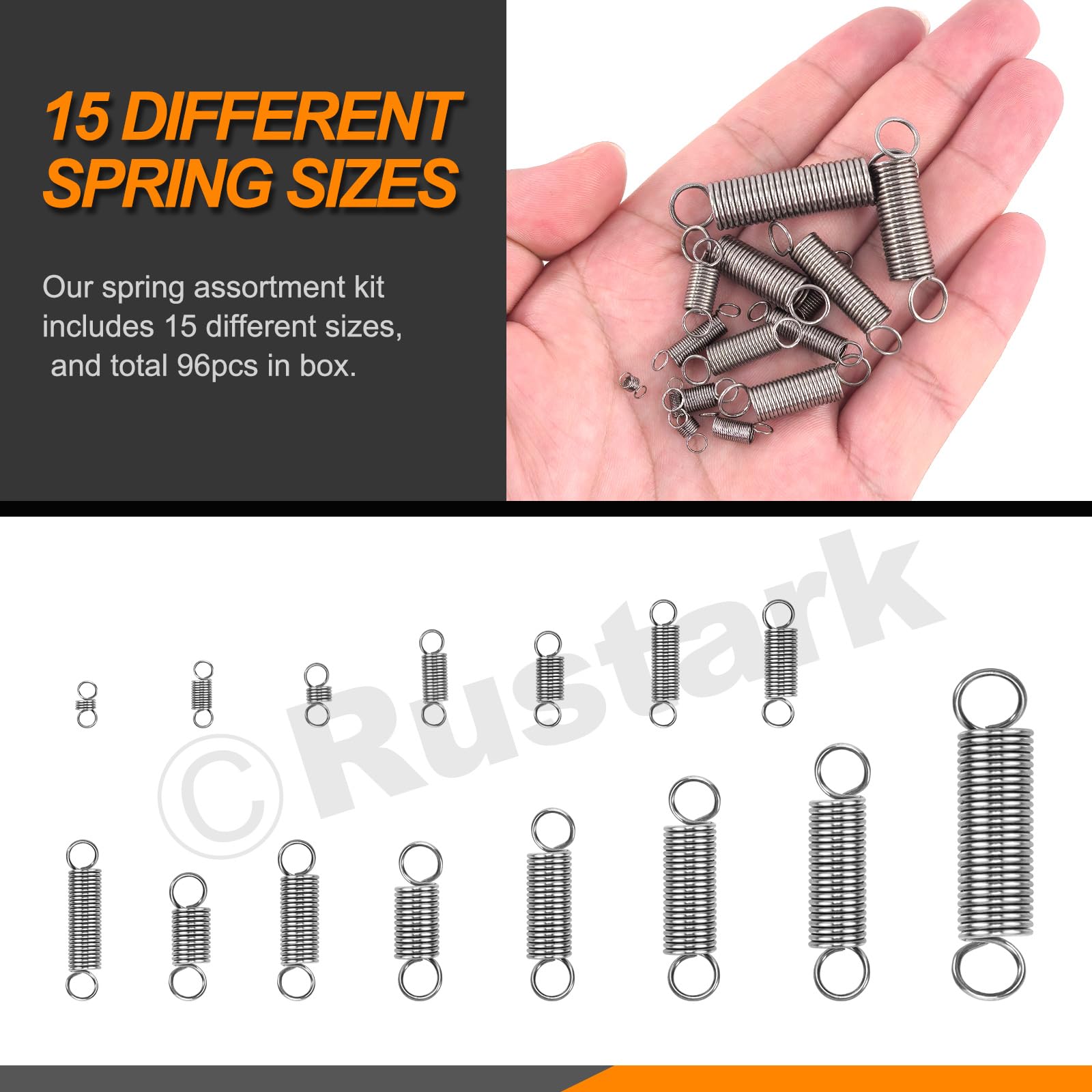 Extension Spring Assortment Kit Extended Compressed Small Spring Assortment for Shop and Home Repair (96, 0,28" do 1,97" długości, 0,12" do 0,39" OD)