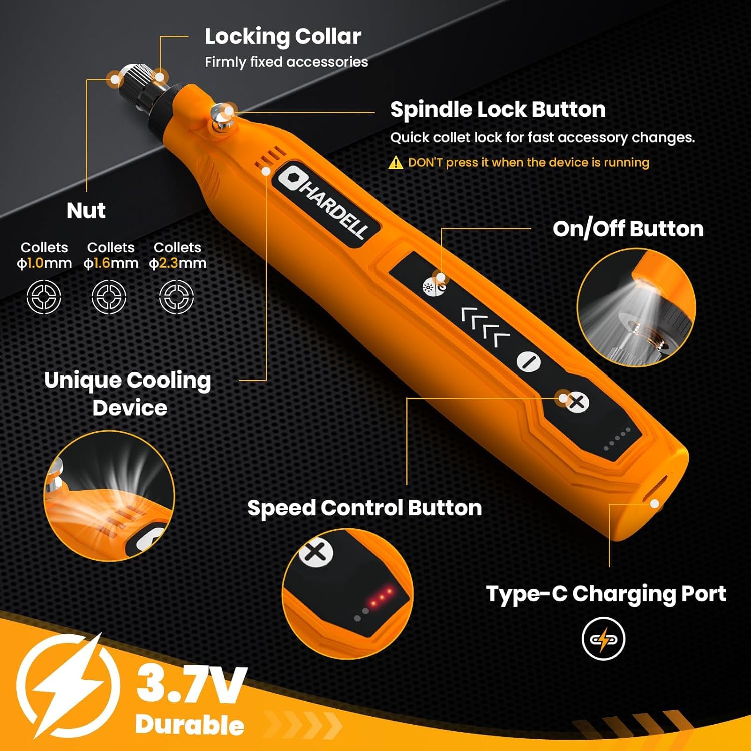 HARDELL HARDELL Mini Cordless Rotary Tool, 5-Speed and USB Charging Rotary Tool Kit, Multi-Purpose 3.7V Power Rotary Tool with 61 Accessories for Sanding, Polishing, Drilling, Etching, Engraving, DIY Crafts in use