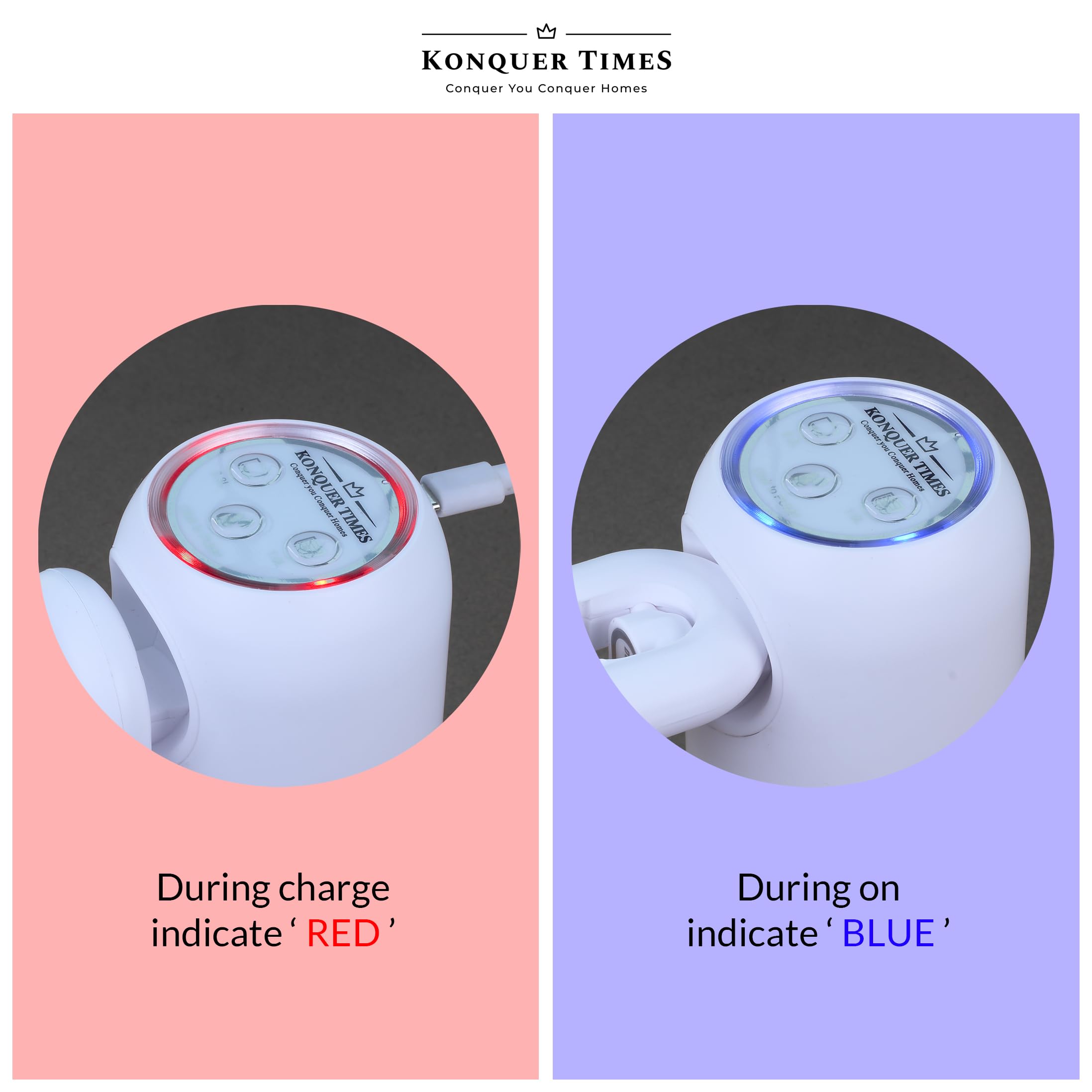 Konquer TimeS KTS Automatic Wireless Water Can Dispenser Pump 3rd Gen Dual Pump with 2.2L/Min Fast Flow, Foldable Spout & LED Lights - Mystical Blue Illumination (3rd Gen Dual Motor) 2