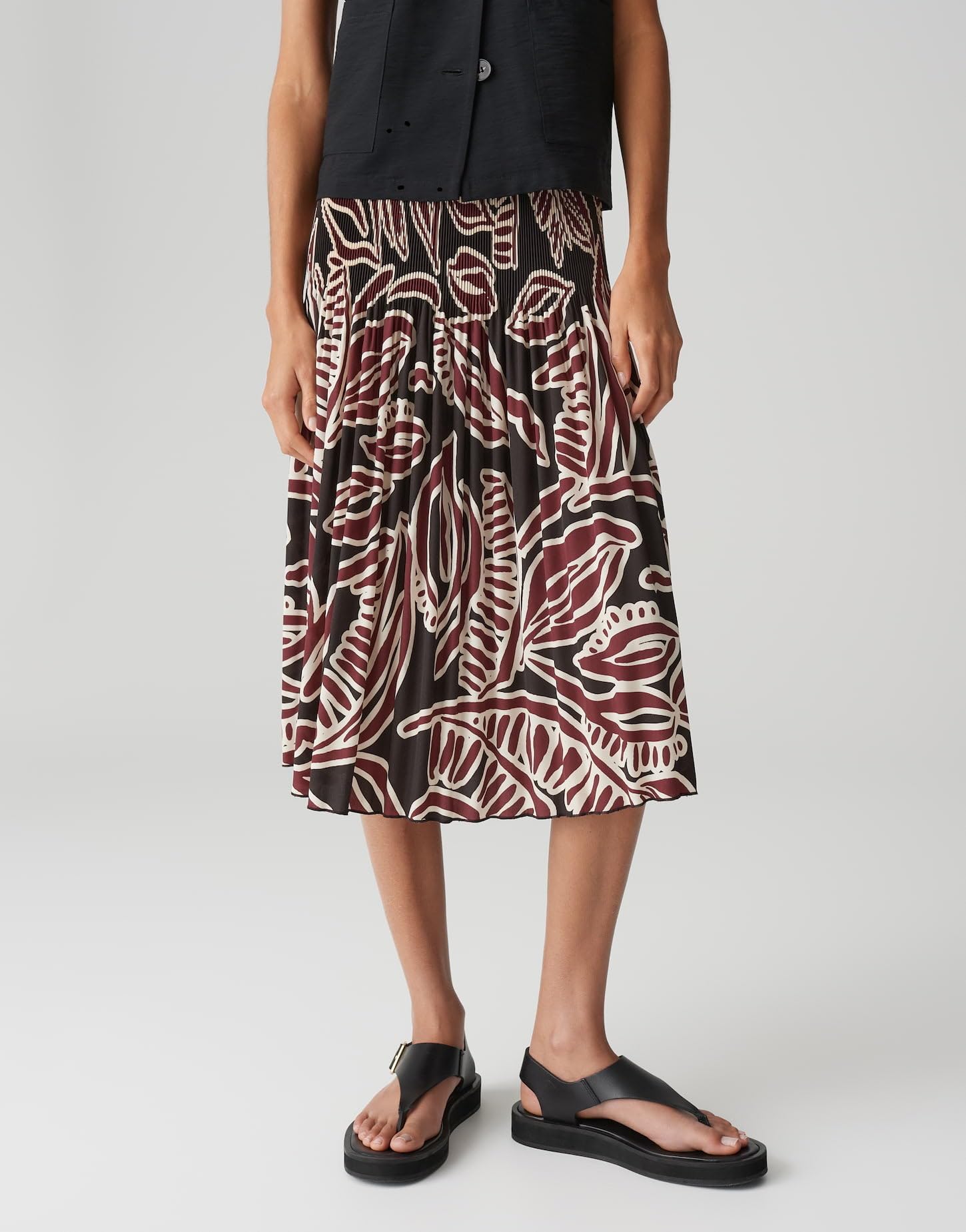 OPUS Damen Midirock | Plisseerock RIBANE Tropical mit Komfortbund