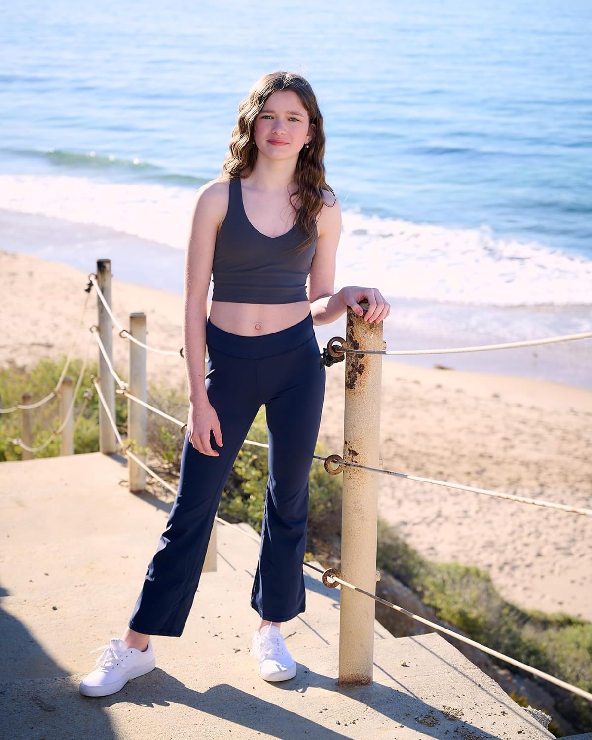 STELLE Girl's Flare Leggings High Waisted Yoga Pants Bootcut Dance Casual Pants Activewear Kids Bell Bottoms - Image 2