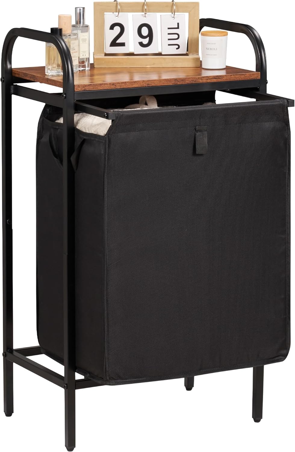 Laundry Basket for Dirty Clothes Storage,Laundry Hamper with Shelf,13.7Gal Large Capacity,Laundry Sorter,Pull-Out Removable Laundry Bags for Laundry Room Organization and Storage,Brown