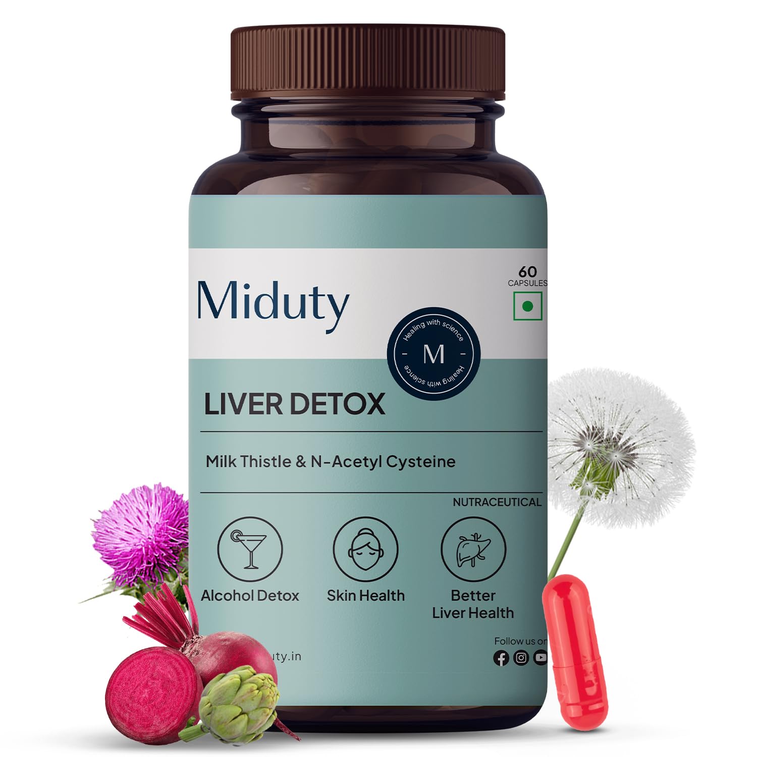 Miduty Liver Detox Supplement Milk Thistle with N Acetyl Cysteine - Natural Body Detox- Fit Health For Fatty Liver Care and Pigmentation - 60 Capsules (B094ZZFHQ6) Amazon Price History, Amazon Price Tracker