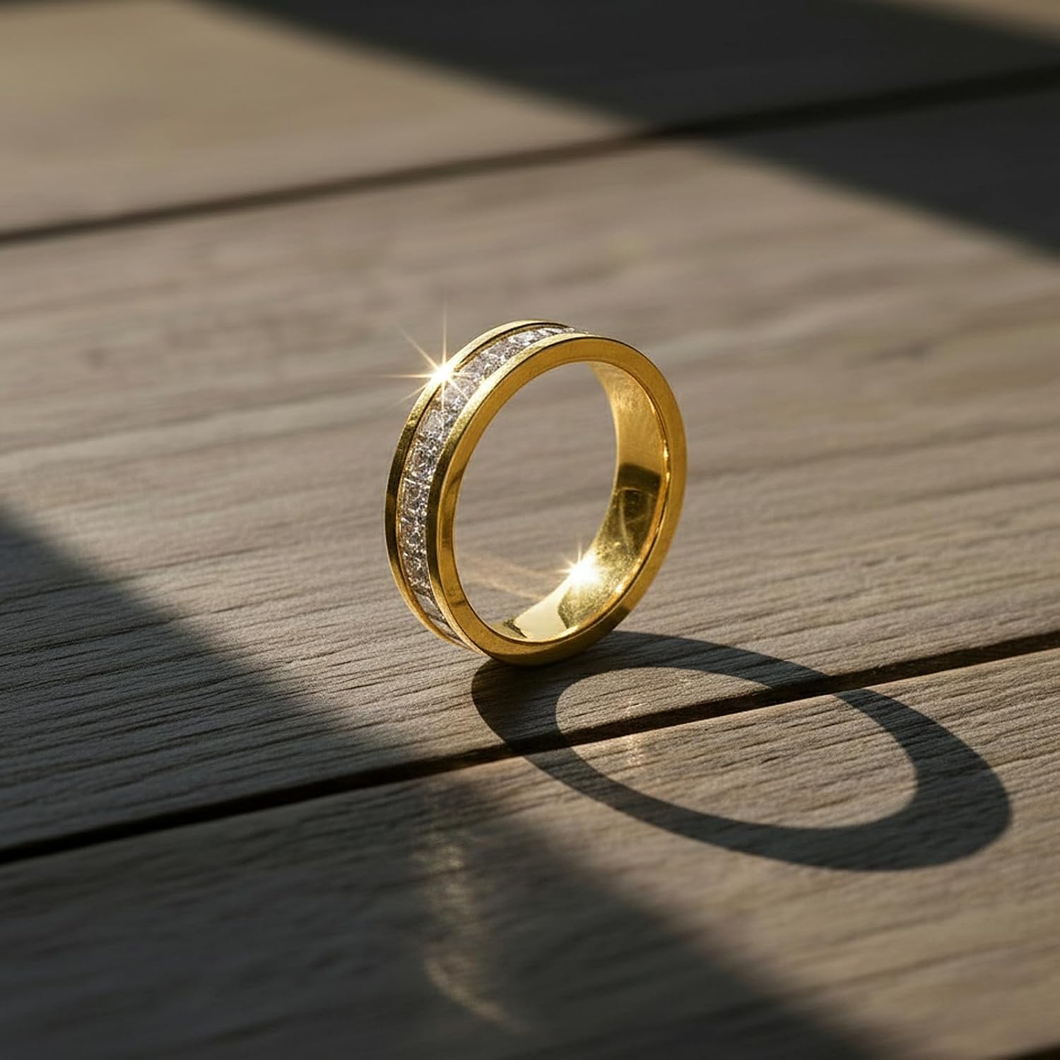 OApier Plated Titanium Steel Eternity Ring for Women, 4mm Comfort Fit Wedding Band, Minimalist Stackable Promise Ring, Durable Hypoallergenic CZ Inlay Band, Sizes 5-10 - Image 3