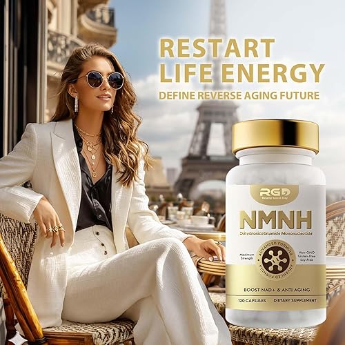 Miniatura 2 de RGD Suplemento NMNH de 1000 mg 120 cápsulas, alternativa de suplemento NMNH, Boost NAD+ con resveratrol liposomal y mononucleótido de nicotinamida