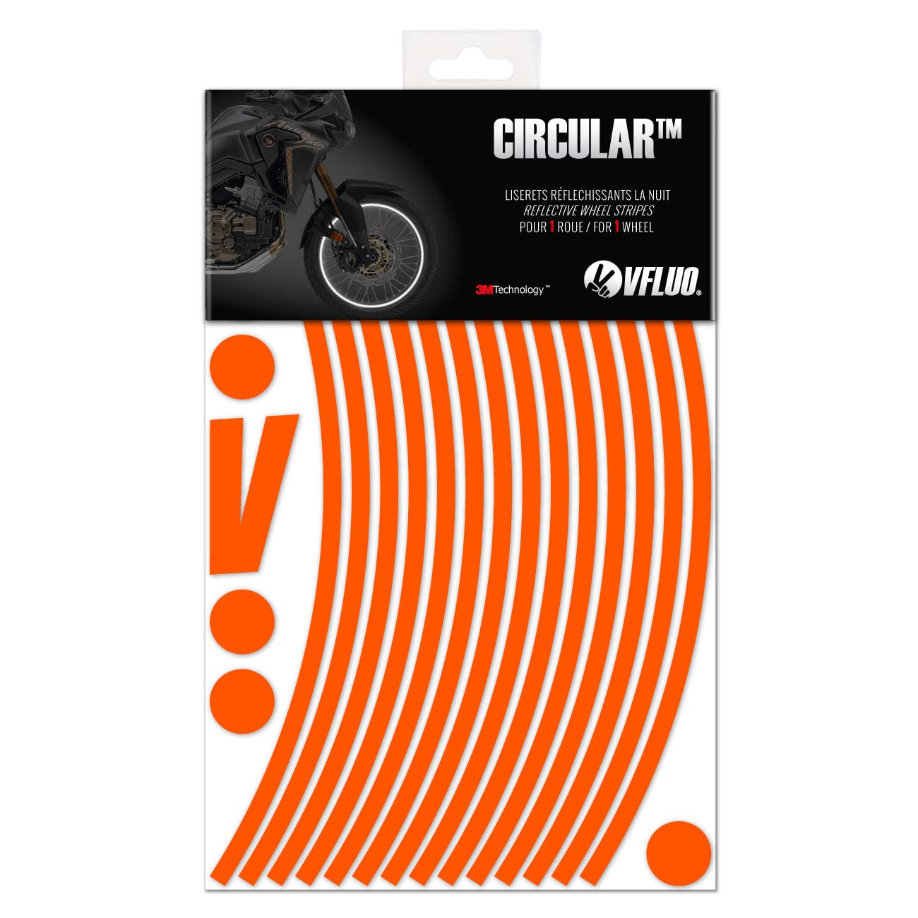 VFLUO - Kit Pegatinas Llantas de Moto Reflectantes, Autoadhesivas para 1 Rueda, 3M Technology™ - Gran Visibilidad Lateral - Discreto y diseño - Fácil colocación — view 35