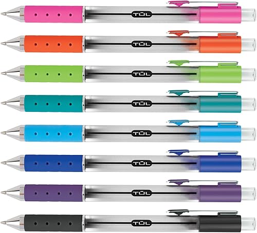 Miniatura 2 de TUL Bolígrafos de gel retráctiles, punta redonda, 0.028 in, barril gris, colores de tinta brillante surtidos, paquete de 8