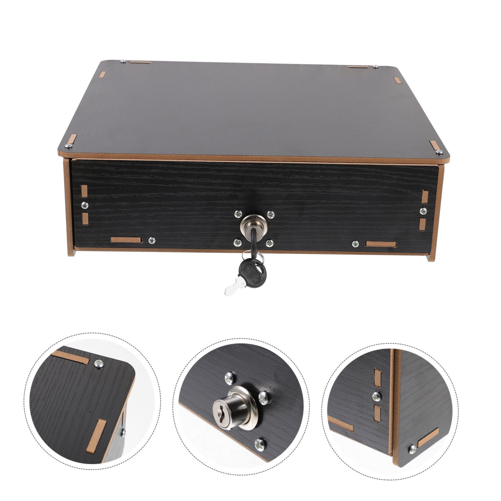 Veemoon Bandeja De Multiusos Compartimentos Múltiples 1 Unidad Madera Negra Brillante Para Oficina Tienda Supermercado