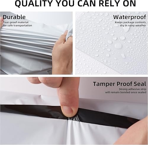 Miniatura 9 de KKBESTPACK Sobres de envío de polietileno con autosellado (12 x 15.5 100 piezas) (PM100), color blanco