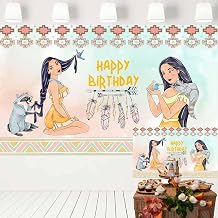 Watercolor Princess Pocahontas Backdrop for Birthday Party Native American Pattern Background Girls Party Supplies 5x3 ft 473