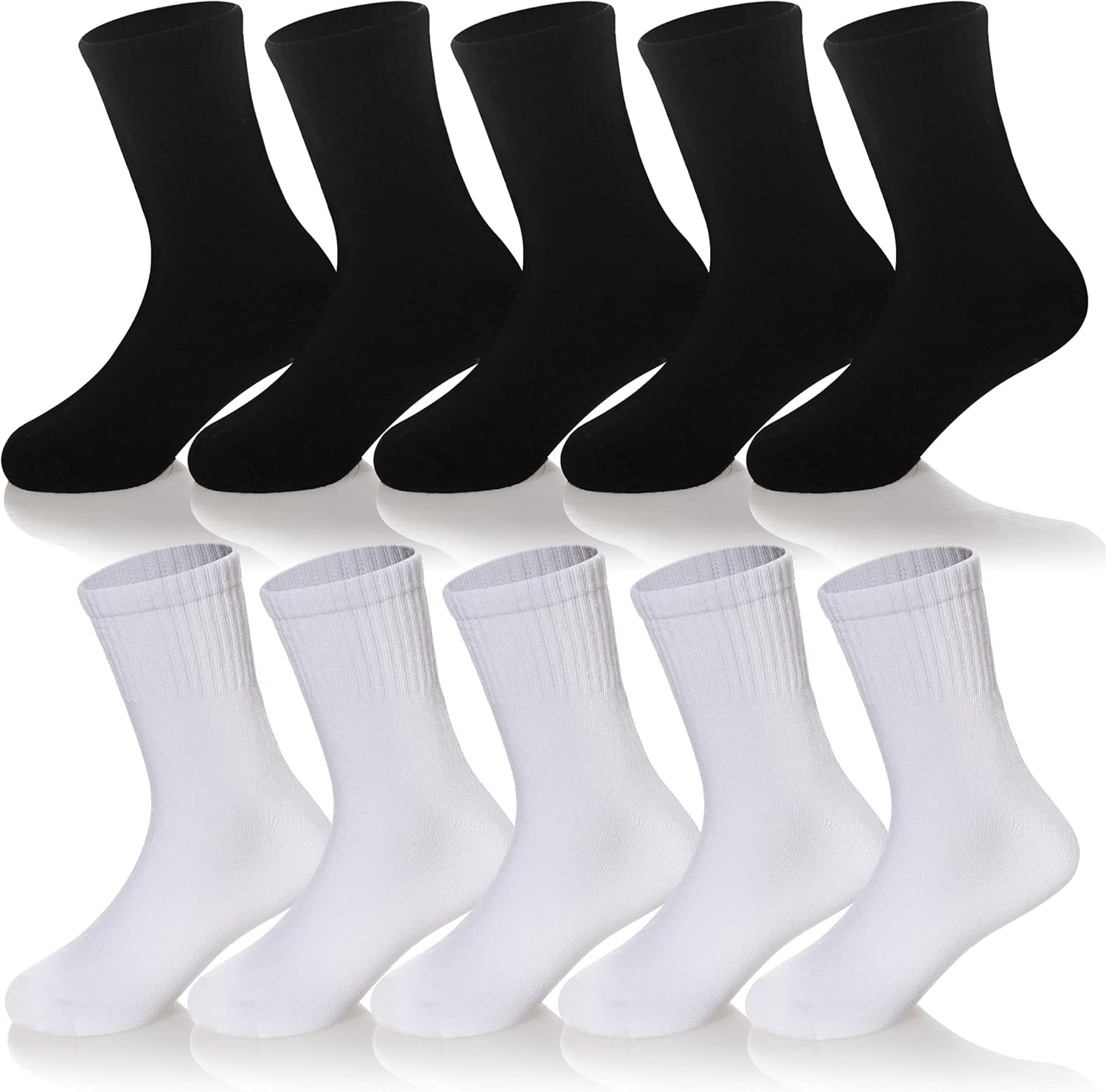 Kids Classics Crew Socks 10 Pairs Child Boy Girls Athletic Cotton Basic School Uniform Breathable Casual Sports Socks
