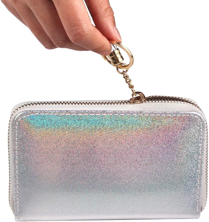 FingerAngel 24 Slots Nail Stamping Plate Holder Case Round Square Rectangular Nail Art Stamp Plate Organizer Purple Color Stamping Ablum (Laser Rainbow Silver)