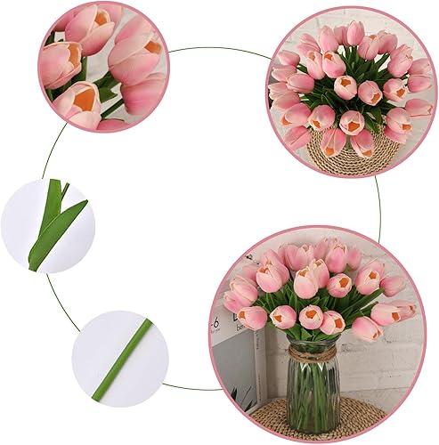 Miniatura 3 de 30 tulipanes reales al tacto, flores de poliuretano, tulipanes artificiales para arreglos de boda, fiesta, Pascua, primavera, hogar, comedor,