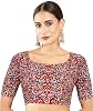Chandrakala Cotton Printed Blouses for Women Sarees, Elbow Sleeves Ajrakh Print Crop top Choli B223-P
