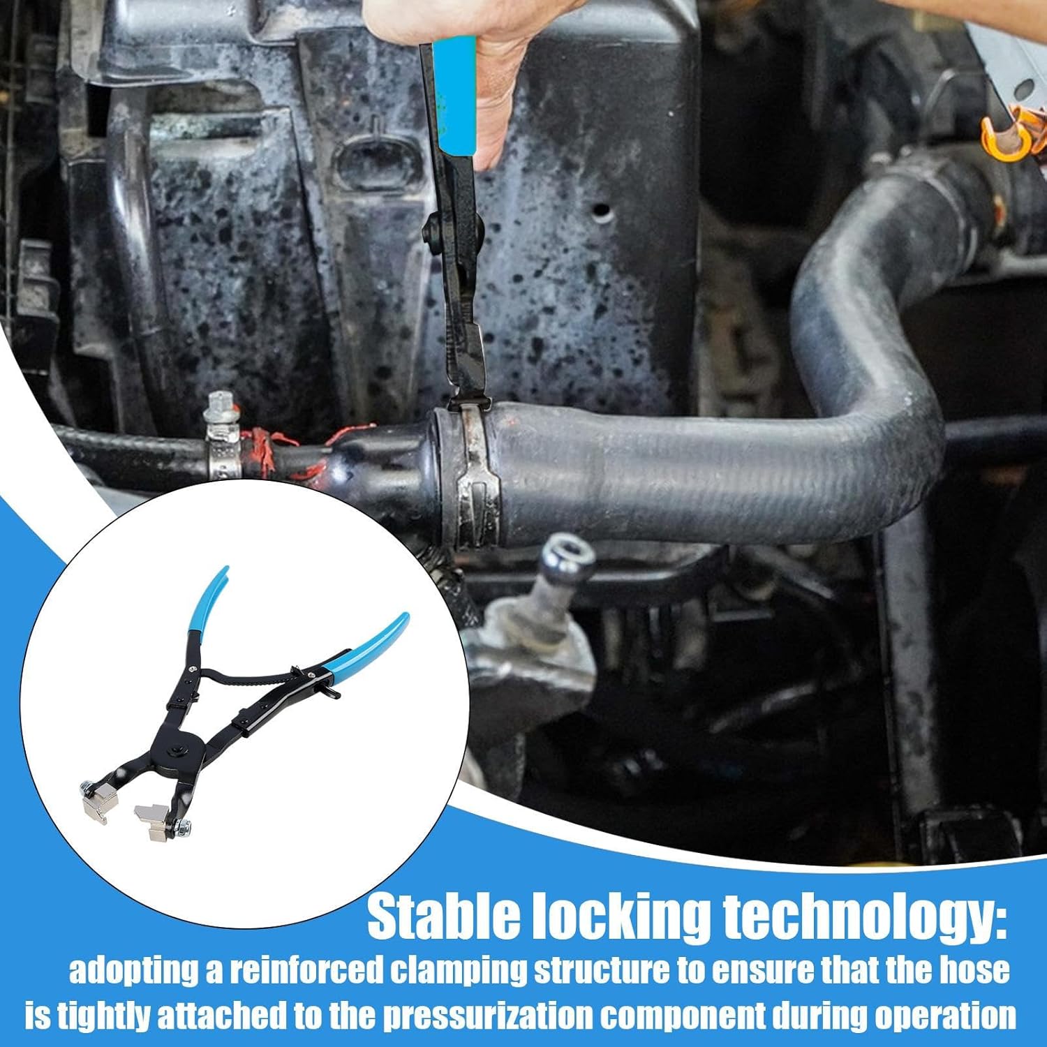 Hose Clamp Tool, Clamp Pliers, Locking Spring Pliers, Quick Heavy-Duty Professional Flexible Tools For Connector Removal Maintenance Radiator Replacement Brake Line Service Electrical Work