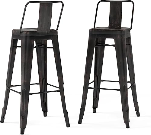 Miniatura 31 de SIMPLIHOME Rayne - Taburetes de encimera (juego de 2) – asientos de cocina de metal de 24 pulgadas de altura de asiento en blanco, asientos