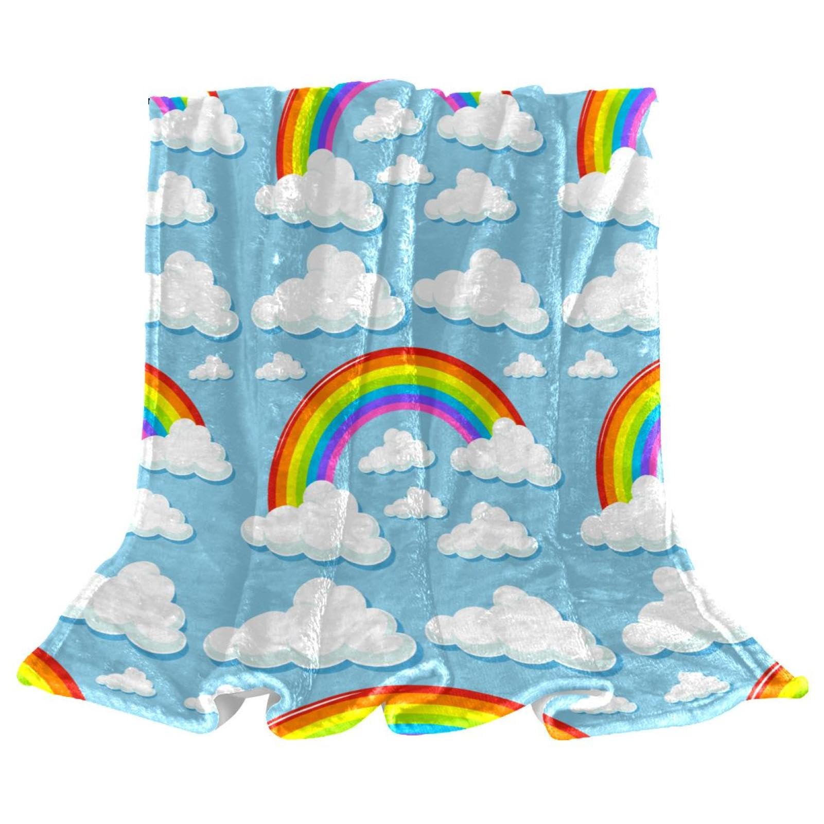 Couverture Plaid Douce Nuages Arc-en-Ciel, le Cadeau Utile pour Lit