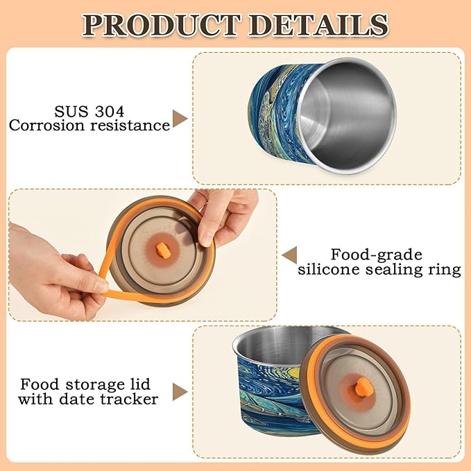 Almacenador de Alimentos ALAZA 17 oz con Tapa, Acero Inoxidable miniatura 6