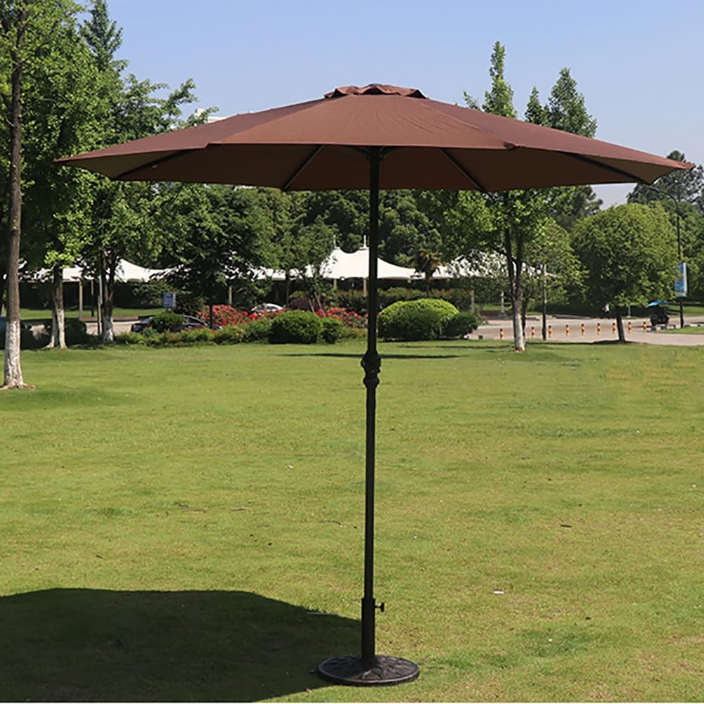 Duży parasol tarasowy 9 m, parasol na targ zewnętrzny z korbą i 8 żebrami, ochrona przed promieniowaniem UV osłona przeciwsłoneczna na balkon, basen, ogród, żelazna rama zapewniająca trwałość