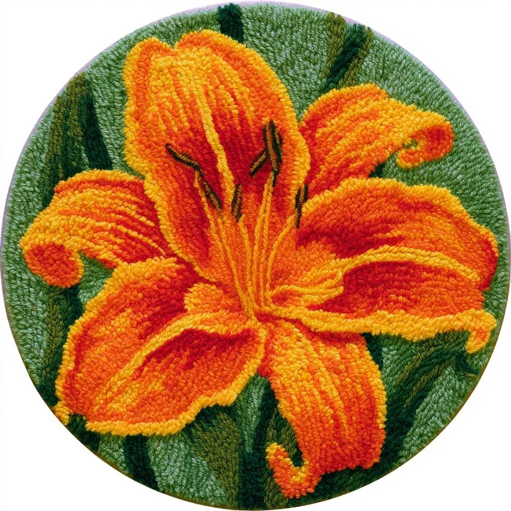 Ambattery Latch Hook Rug Kits-D Round Latch Hook Kits For Adults,Latch Hook Rug Kit,Lily Flowers