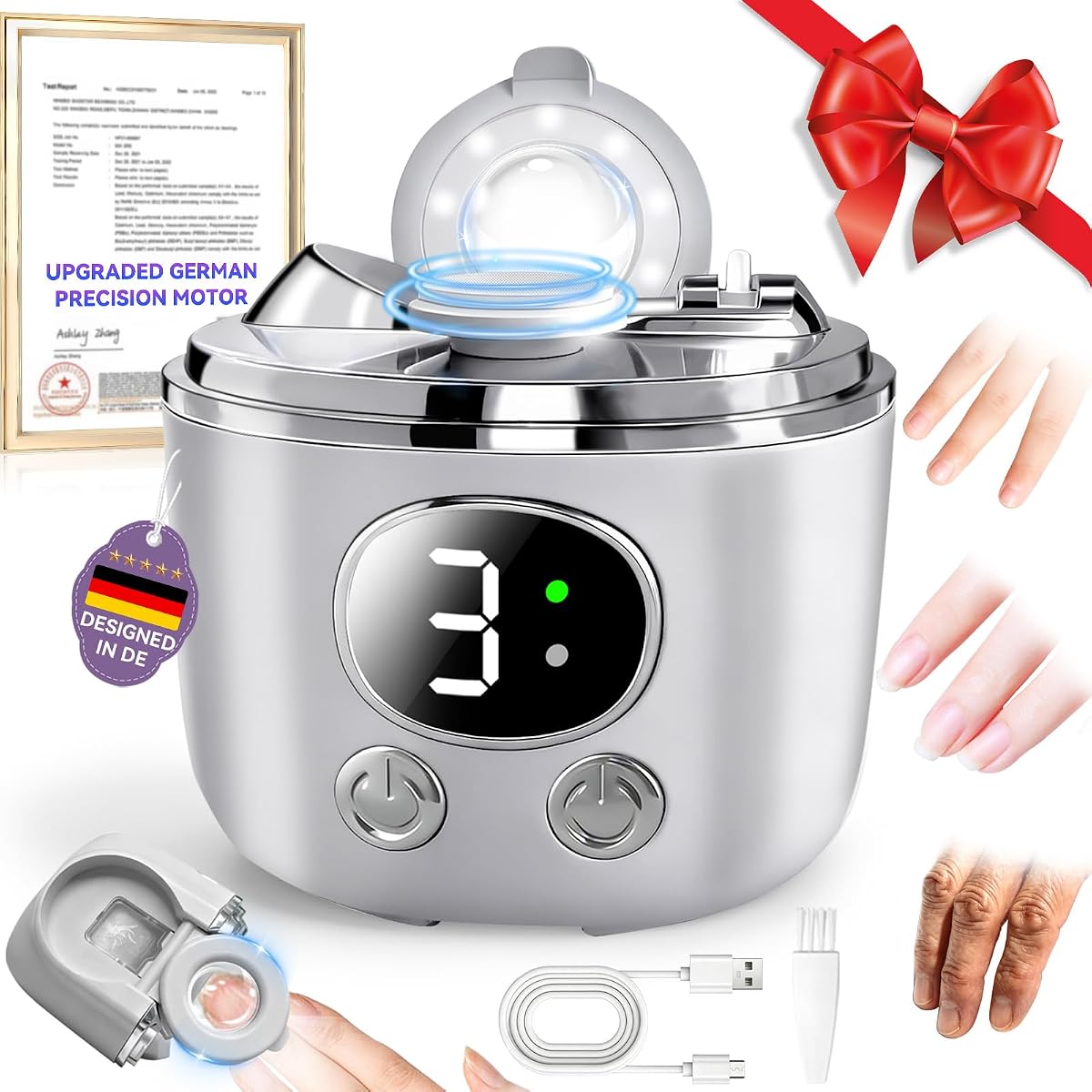 2026 Pro 6.0 Upgraded Electric Nail Clipper【3-in-1 Multi-Purpose】 | 【Top1 German Motor】【3 Speeds & Dual-Blade】【5X Magnifier & LED Light】 with Dust Storage, Precise Trimming for Senior, Families