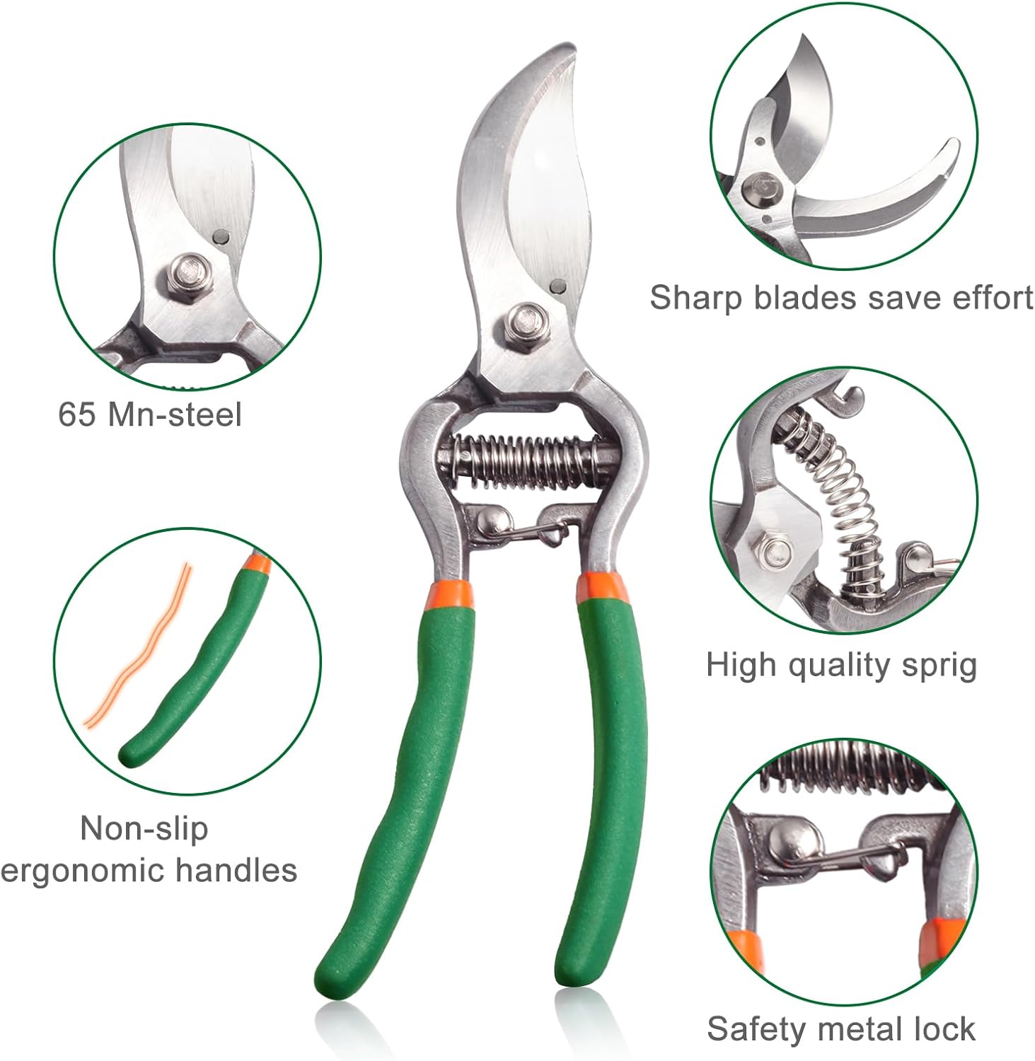 SPEEDWOX 8" Bypass Pruner Shears, Garden Pruners, Cutting Range 0.8-1 Inch, Tree Trimmers Secateurs, Professional Garden Shears, Garden Scissors and Trimmers with Safety Lock