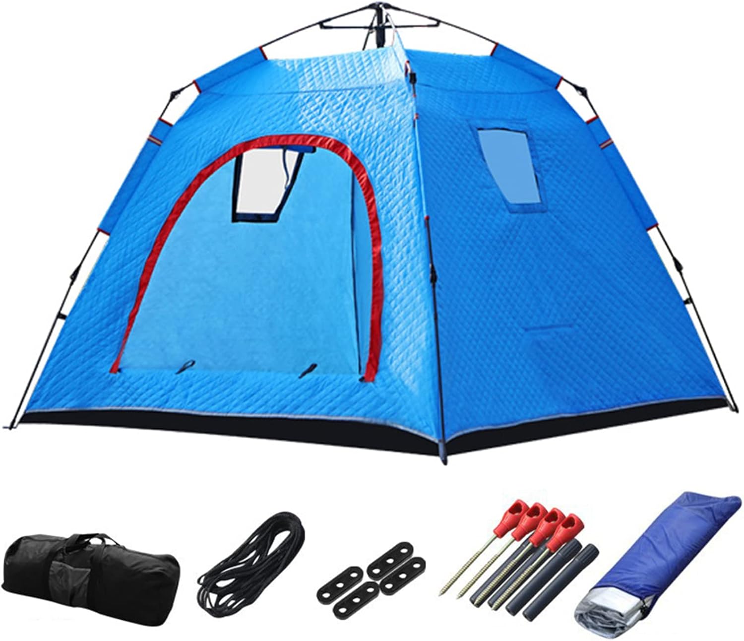 4 Person Outdoor Ice Fishing Shelter Fishing Cotton Tent Thicken Warm Tent Winter Waterproof Camping Tent Ice with Moisture-Proof Pad