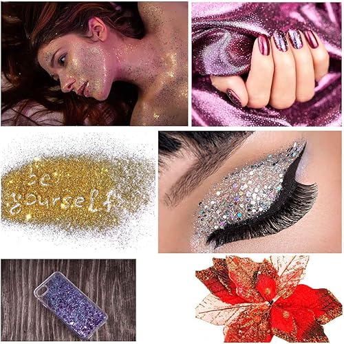 Miniatura 6 de 12 colores de purpurina gruesa para la cara, sin pegamento, cosmética para el cuerpo, uñas, ojos, arte del cabello, vaso de resina holográfica con