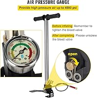 Vista 4 de VEVOR Bomba de aire PCP manual de alta presión 4500 PSI, bomba de mano de tres etapas, cámara PCP, plata