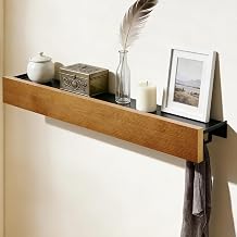 Wall Mounted Coat Rack with Shelf, 65cm Modern Wall Mounted Coat Rack with 10 Hooks, Iron Wood for Clothes and Ornaments Storage