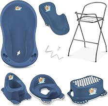 Baby Bath with Frame 7 Set TÜV Rheinland Tested - Baby Bath + Baby Bath Seat + Holder + Drain + Potty + Stool + Toilet Seat for Children