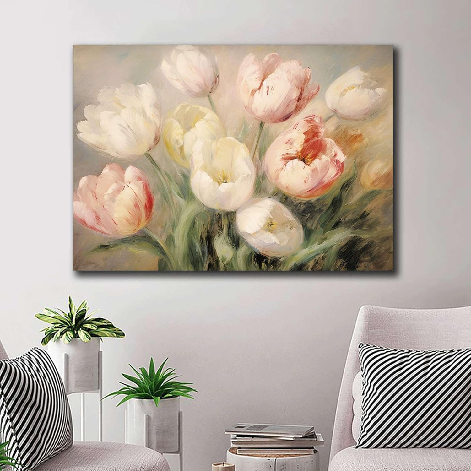 YX Tide Canvas Art Poster Tulips Flowers Painting Tulip Wall Art Modern Home and Bedroom Decoration 16x24inch Without Frame, Picture 3