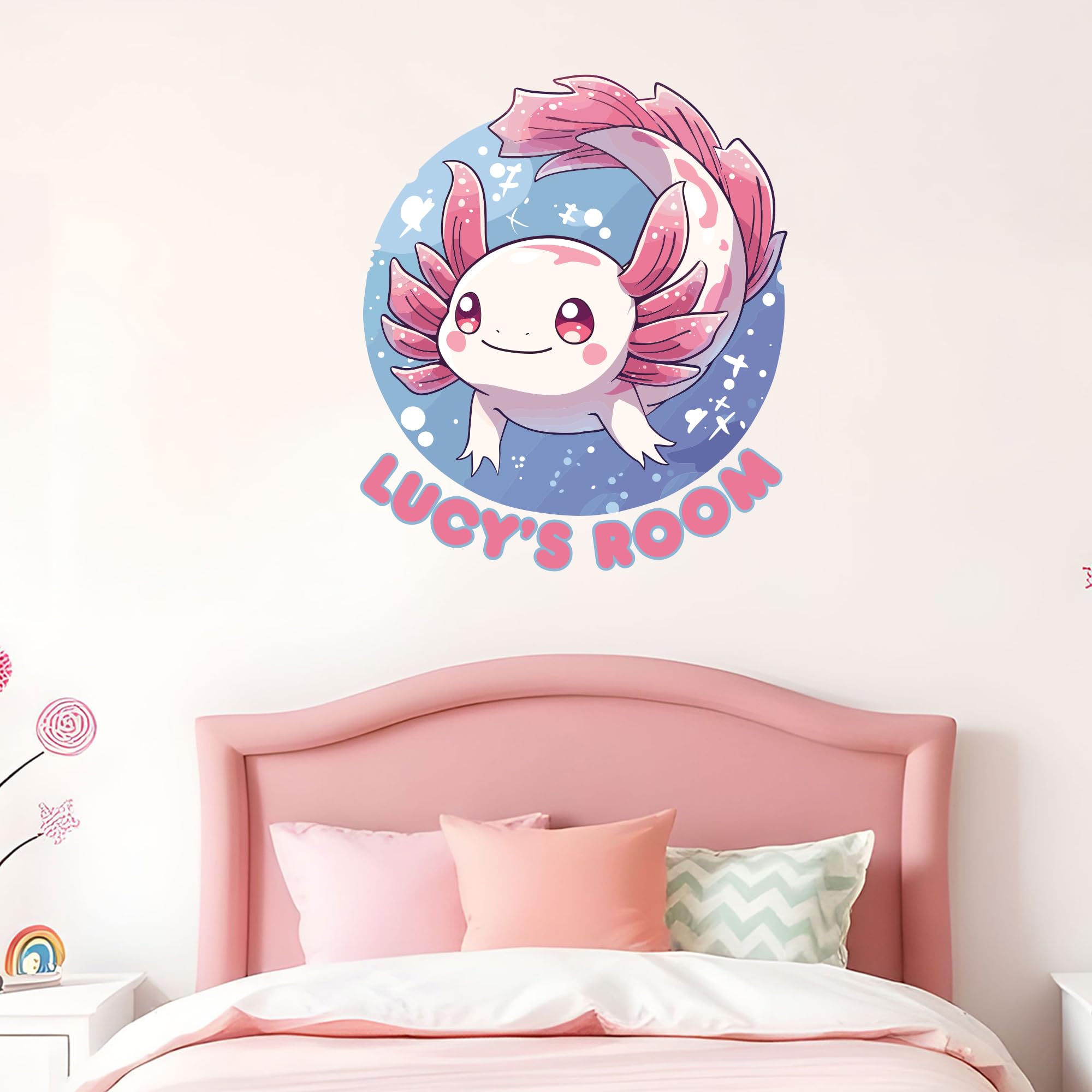 Axolotl Wall Sticker - Axolotl Swimming Personalised Decal Kids Bedroom Wall Art (120cm Width x 120cm Height)