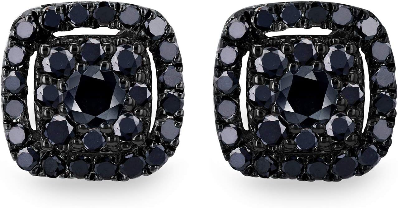 Kobelli Black Diamond Halo Stud Earrings 1/3 CTW 14k Black and Rose Gold