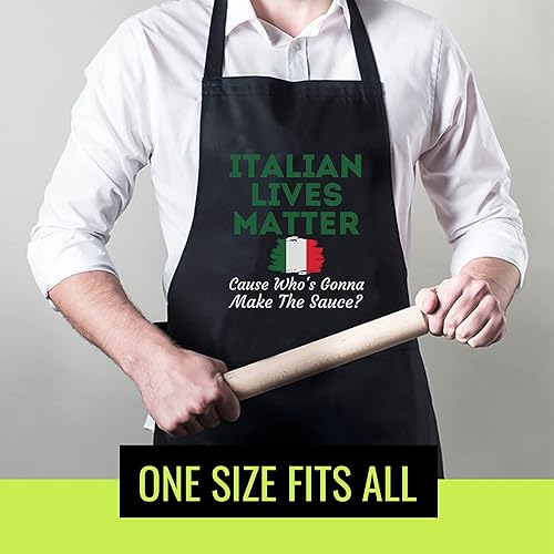 Miniatura 5 de Delantal negro de comida - Funny Italian Lives Matter Cook Novedad Italia Bandera Camiseta Negro Delantales de cocina, Negro -