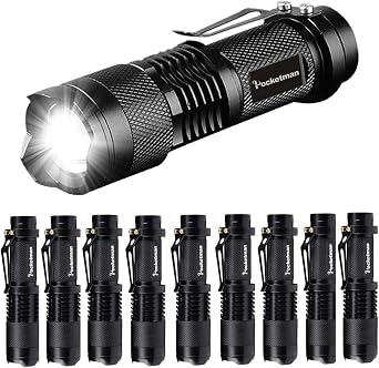 Pocketman Mini Flashlight with Pocket Clip Portable Small LED Flashlights 3 Mode Tactical Lamp for Hiking, Camping & Power Outage