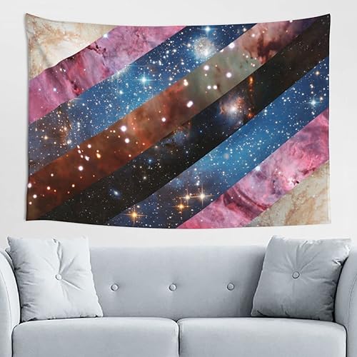 Qauirfe Trans y no binaria versión Galaxy Pride Flag Tapestry 60x40 pulgadas decoración de pared para cualquier temporada de escena