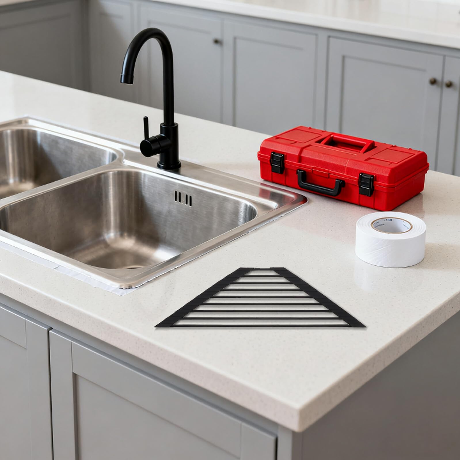 Escurridor triangular de acero inoxidable para fregadero, escurridor de platos con silencio de drenaje rápido, diseño que ahorra espacio para encimeras limitadas, ideal para cocina
