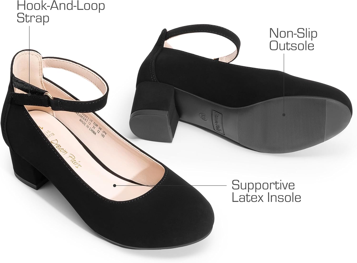 DREAM PAIRS Girls Dress Shoes Chunky High Heels Ankle Strap Party Wedding Princess Pump for Little Big Kid - Image 6