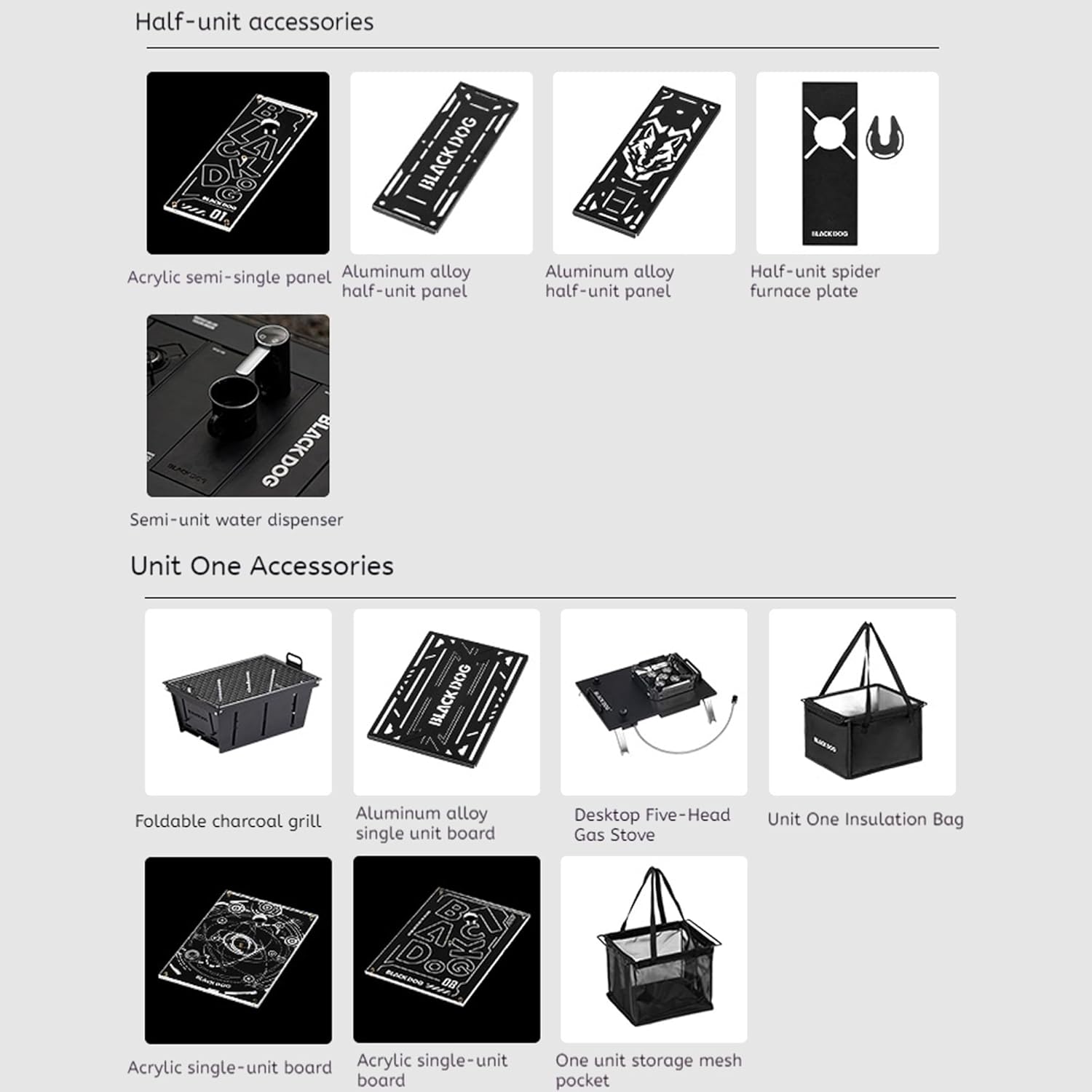 Blackdog IGT Table with Adjustable Leg - 5 Half Unit and 2 One Unit Board Portable Folding Camping Table, IGT Table Accessories for Outdoor Cook, Car Camp, Backyard BBQ