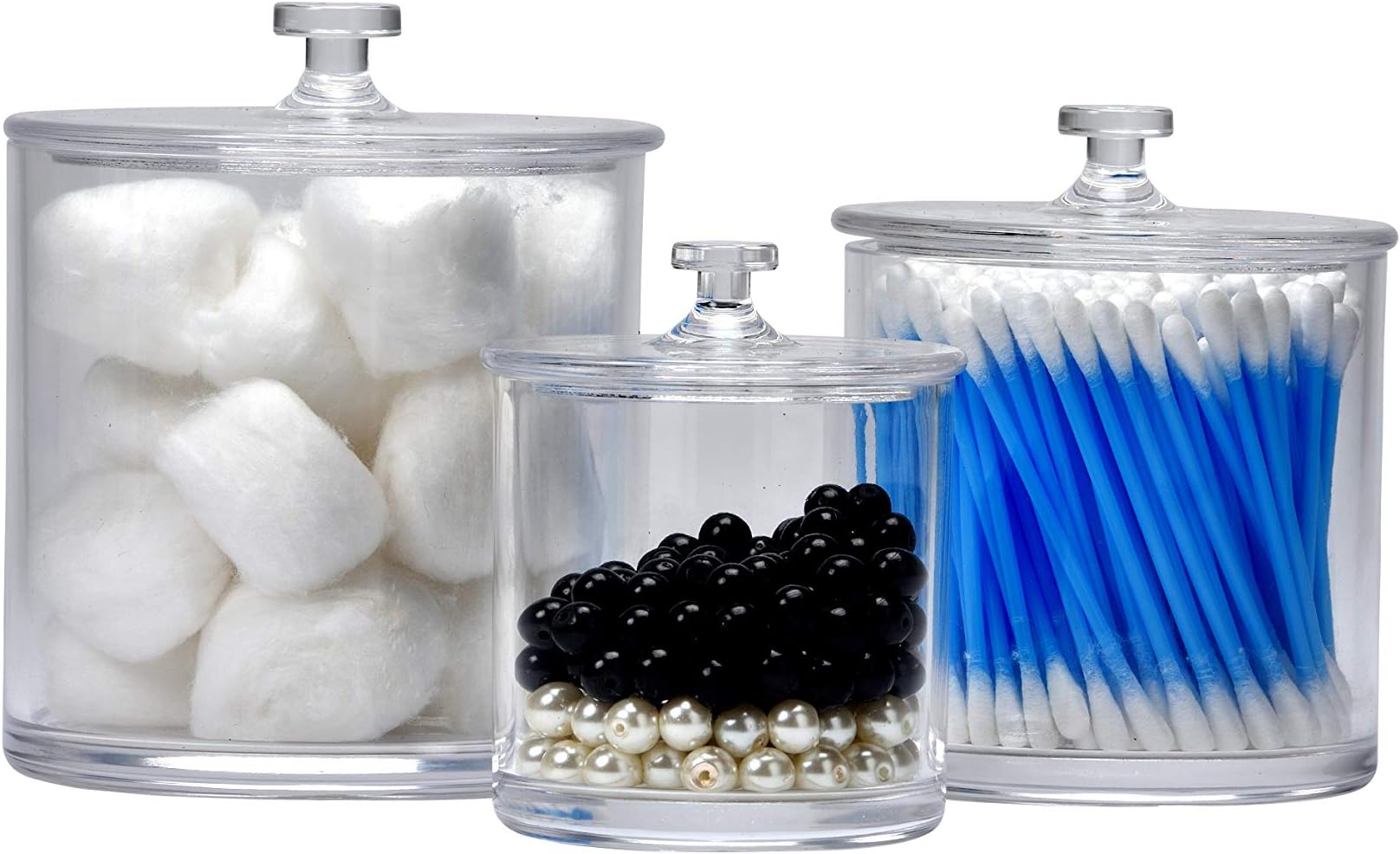 Easyway Multifunctional Acrylic Jars – Plastic Jars – Great Home Decor Pieces – Apothecary Jars Large – Apothecary Jars Bathroom – Bath Bomb Holder (Pack of Three)