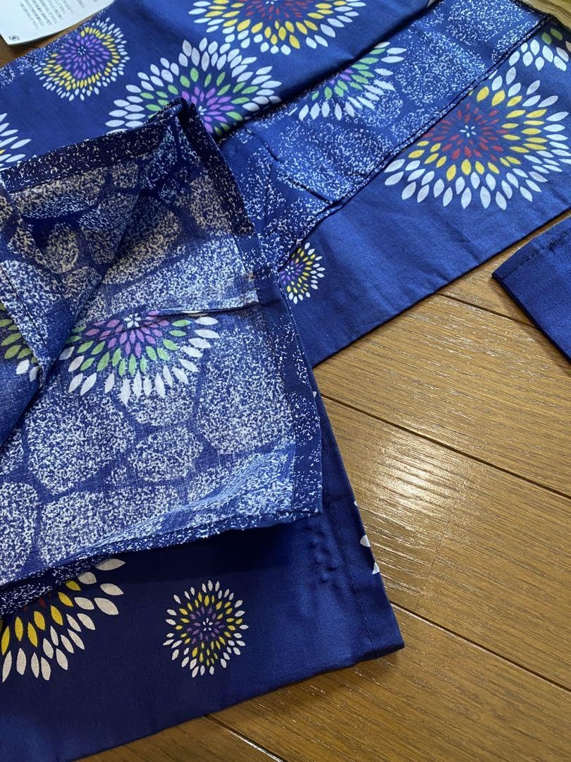 浴衣 新品 花火の様な花模様 紺青色 綿100% 平織り 大人の柄行き Amazon.co.jp: 浴衣 花火の様な花模様 紺青色 綿100% 平織り