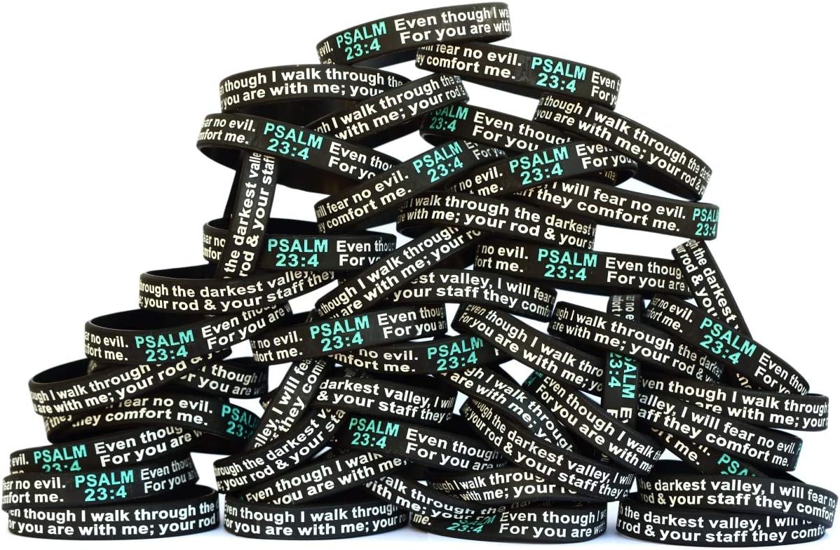 One Hundred (100) Psalm 23:4 Scripture Wristband Bracelets