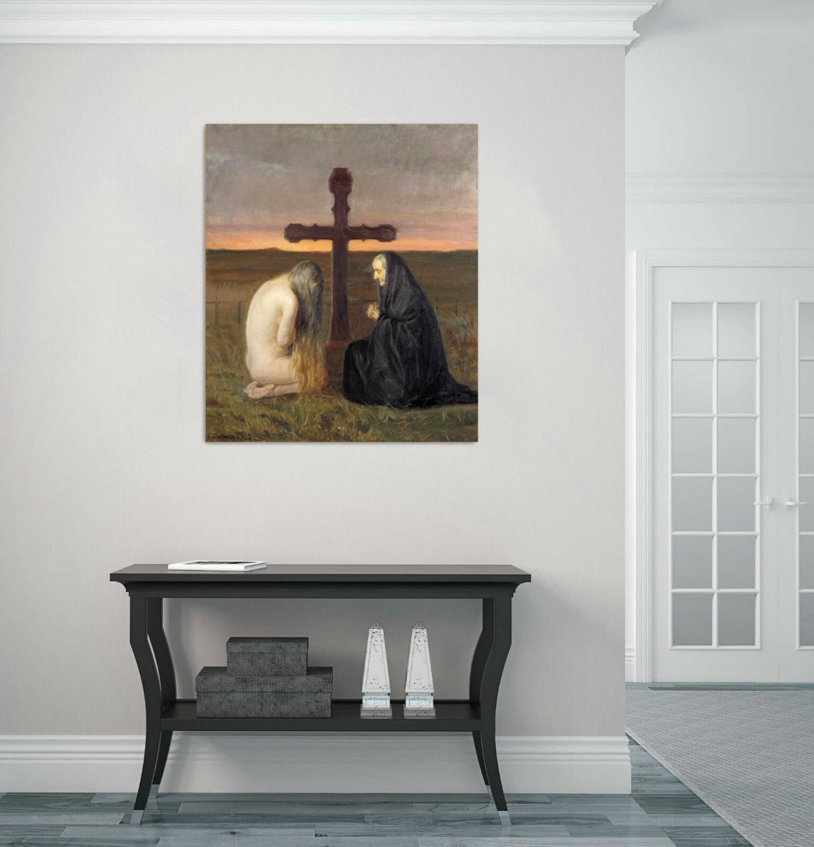 Klasyczny obraz na płótnie, sztuka ścienna - Anna Ancher, słynne wydruki ścienne, reprodukcja na płótnie, plakat z żałobą, dzieło sztuki, obrazy na płótnie, do dekoracji domu, 30 x 40 cm, oprawione