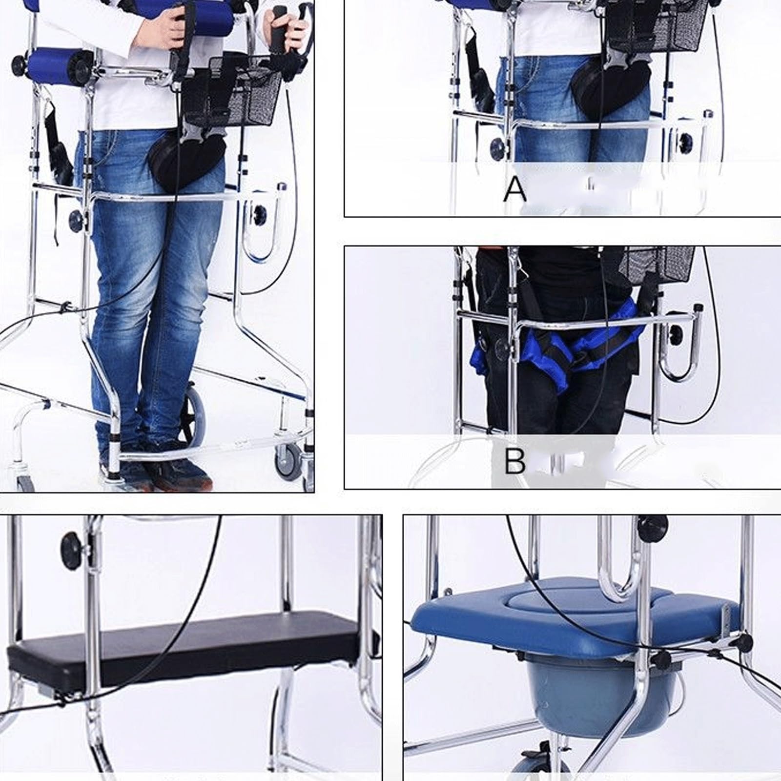 Deambulatore Rollator per Anziani con Sedile e 8 Ruote, Medico per Anziani e Disabili da 150 cm a 180 cm di Piede, Dispositivi per La Deambulazione in Piedi (Size : Women's model)