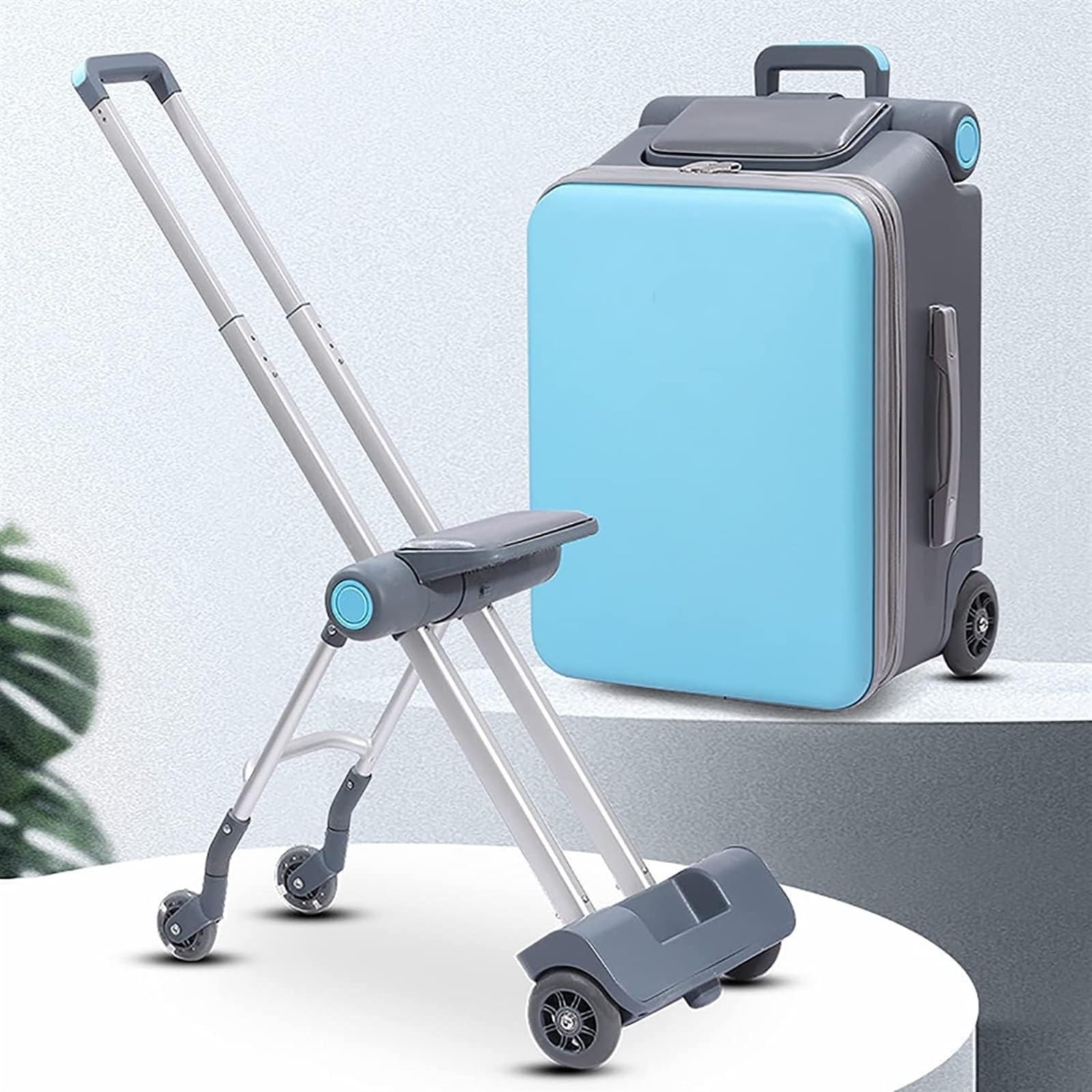 Valigia Il Bagaglio A Mano può Sedersi E Guidare Imbarco sui Bagagli da Viaggio, Resistenza all'Usura Assorbimento degli Urti Bagaglio a Mano(Blue)