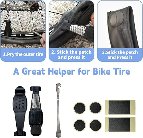 Miniatura 6 de Kit de herramientas de reparación de bicicletas, juego de herramientas de bicicleta de 21 piezas con llaves hexagonales, palancas de neumáticos, kit