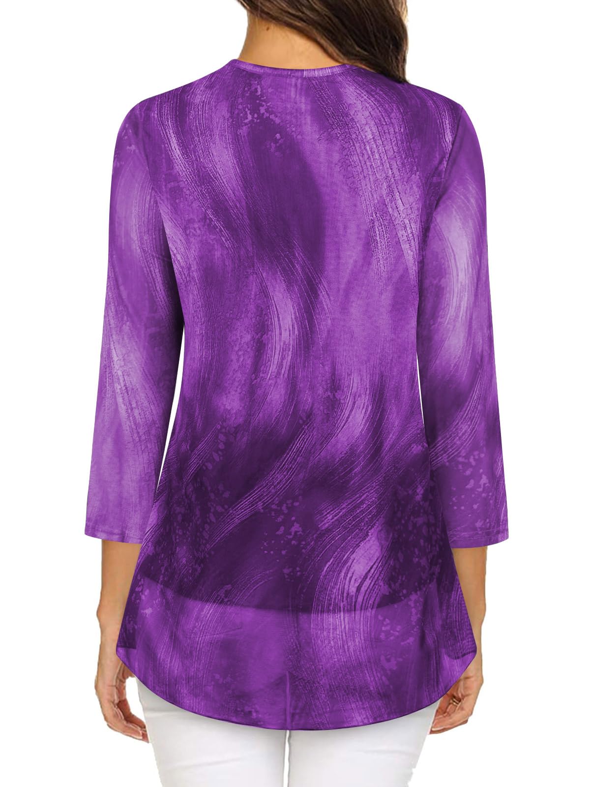 Adigaber Femme Blouse Décontracté à Manches Trois-Quarts Chemisier élégant à col en V pour Top Mode
