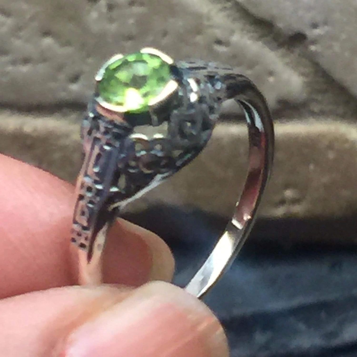 Genuine 0.5ct Green Peridot 925 Solid Sterling Silver Engagement Ring Size 5.75, 7, 8 - Image 2