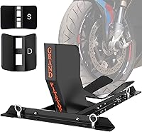 Vista 7 de GRAND PITSTOP Calzo de rueda universal para soporte de motocicleta para remolque, completamente ajustable, desmontable y plegable (negro)